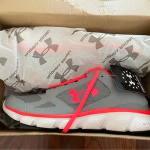 Hot pink and grey wounded warrior UA sneakers 8.5